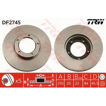 TRW DF2745 - Jeu de 2 disques de frein avant