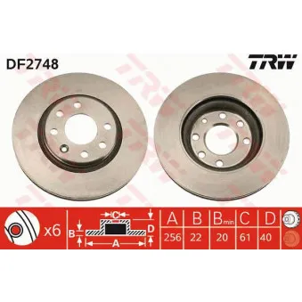 TRW DF2748 - Jeu de 2 disques de frein avant