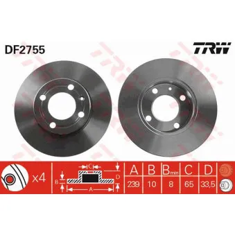 TRW DF2755 - Jeu de 2 disques de frein avant