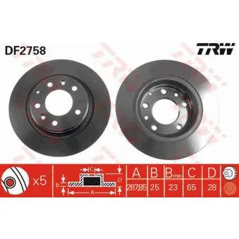TRW DF2758 - Jeu de 2 disques de frein avant
