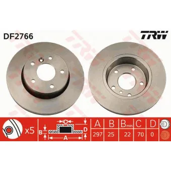 TRW DF2766 - Jeu de 2 disques de frein avant