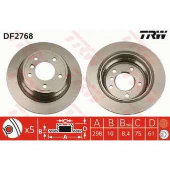 TRW DF2768 - Jeu de 2 disques de frein arrière