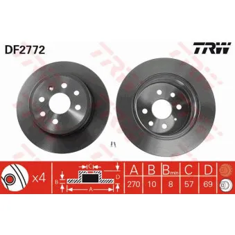 TRW DF2772 - Jeu de 2 disques de frein arrière