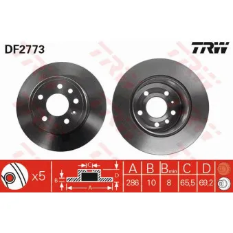 Jeu de 2 disques de frein arrière TRW OEM 24.0110-0226.1