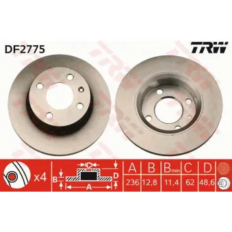 TRW DF2775 - Jeu de 2 disques de frein avant