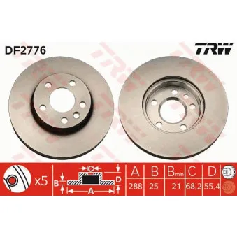 TRW DF2776 - Jeu de 2 disques de frein avant