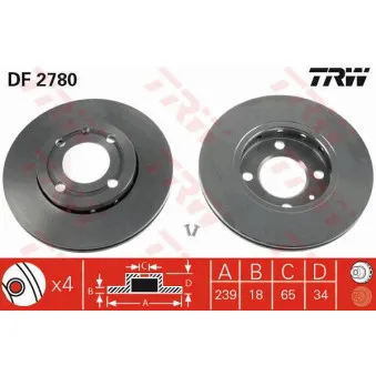 TRW DF2780 - Jeu de 2 disques de frein avant