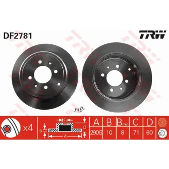 TRW DF2781 - Jeu de 2 disques de frein arrière