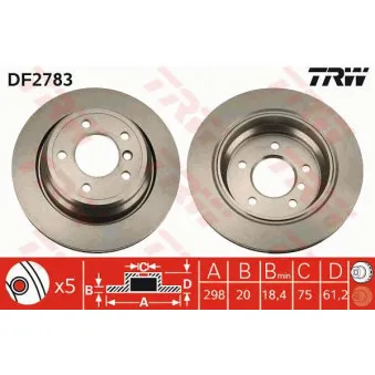 TRW DF2783 - Jeu de 2 disques de frein arrière