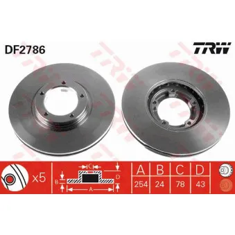 TRW DF2786 - Jeu de 2 disques de frein avant