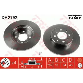 Jeu de 2 disques de frein avant TRW DF2792
