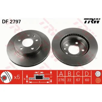 TRW DF2797 - Jeu de 2 disques de frein avant