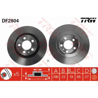 Jeu de 2 disques de frein avant TRW DF2804
