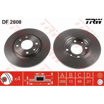TRW DF2808 - Jeu de 2 disques de frein avant
