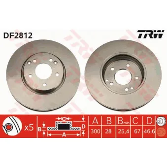 TRW DF2812 - Jeu de 2 disques de frein avant