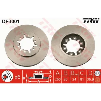 TRW DF3001 - Jeu de 2 disques de frein avant
