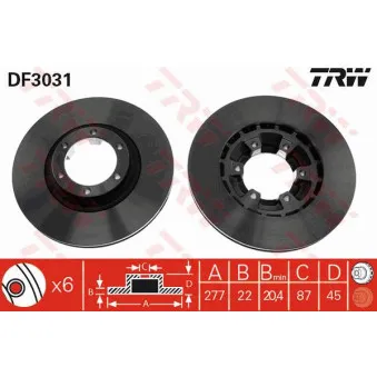 TRW DF3031 - Jeu de 2 disques de frein avant