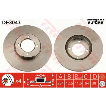 TRW DF3043 - Jeu de 2 disques de frein avant