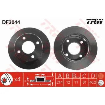 Jeu de 2 disques de frein avant TRW OEM 4020621B01
