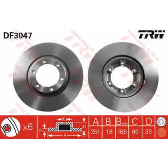 TRW DF3047 - Jeu de 2 disques de frein avant