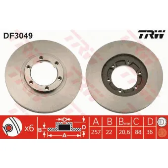 Jeu de 2 disques de frein avant TRW OEM DDF385