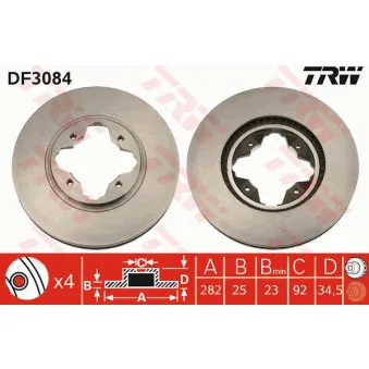 Jeu de 2 disques de frein avant TRW OEM 24.0125-0130.1