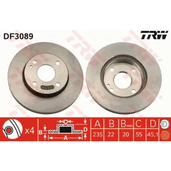 TRW DF3089 - Jeu de 2 disques de frein avant