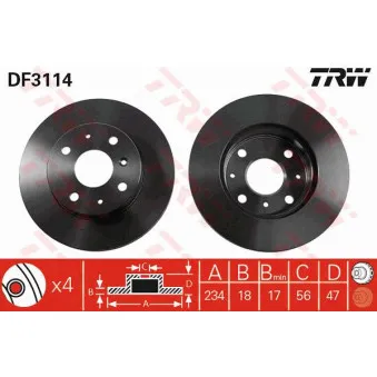 TRW DF3114 - Jeu de 2 disques de frein avant