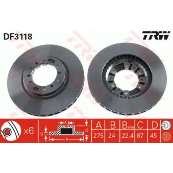 Jeu de 2 disques de frein avant TRW DF3118