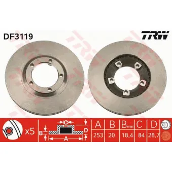 Jeu de 2 disques de frein avant TRW DF3119