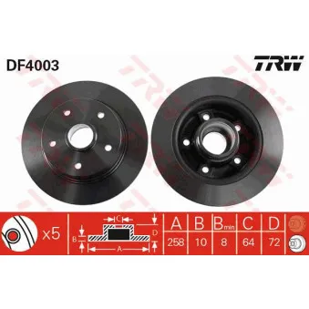 TRW DF4003 - Jeu de 2 disques de frein arrière