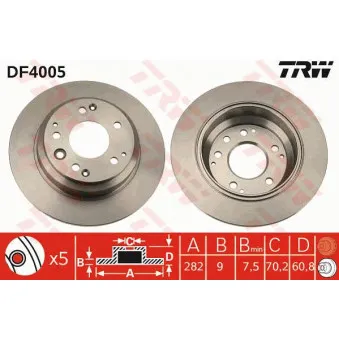 TRW DF4005 - Jeu de 2 disques de frein arrière