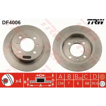 TRW DF4006 - Jeu de 2 disques de frein arrière
