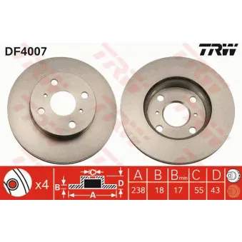 Jeu de 2 disques de frein avant TRW OEM 30-15 521 0023