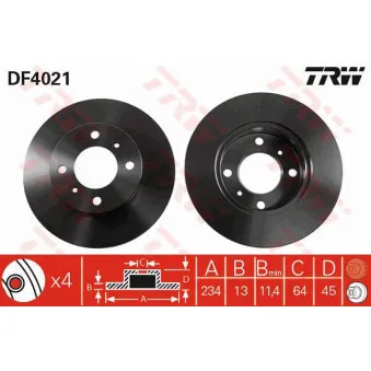 Jeu de 2 disques de frein avant TRW OEM MB699281