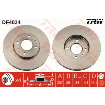 TRW DF4024 - Jeu de 2 disques de frein avant