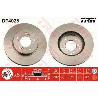 Jeu de 2 disques de frein avant TRW DF4028
