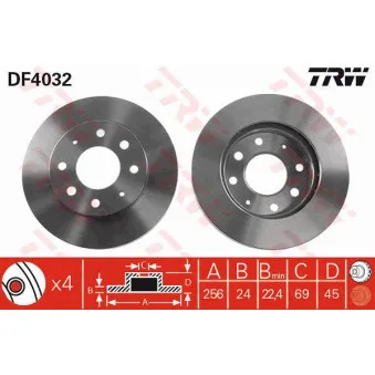 TRW DF4032 - Jeu de 2 disques de frein avant