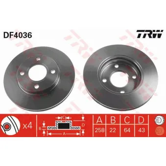 Jeu de 2 disques de frein avant TRW OEM 24.0122-0172.1