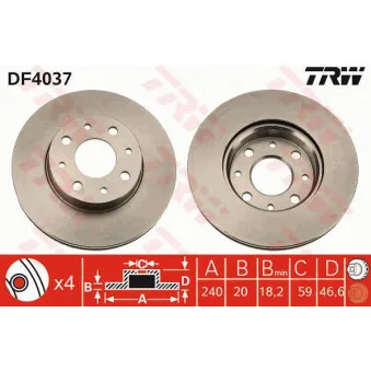 TRW DF4037 - Jeu de 2 disques de frein avant
