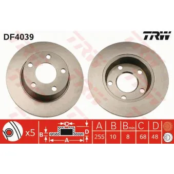TRW DF4039 - Jeu de 2 disques de frein arrière