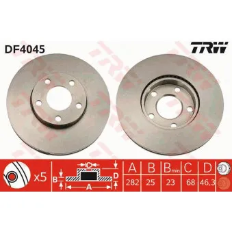 Jeu de 2 disques de frein avant TRW OEM 60-00-0955C