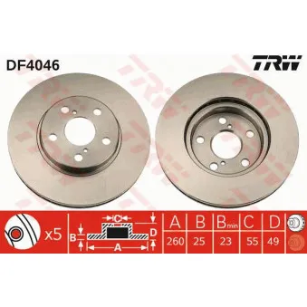 Jeu de 2 disques de frein avant TRW OEM HTP-TY-121