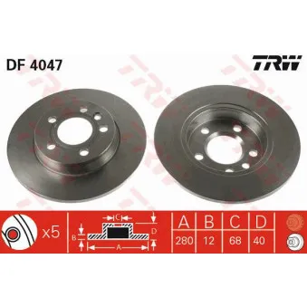 TRW DF4047 - Jeu de 2 disques de frein arrière