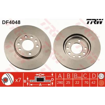 Jeu de 2 disques de frein avant TRW OEM BSG 65-210-016