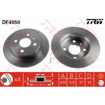 TRW DF4050 - Jeu de 2 disques de frein arrière