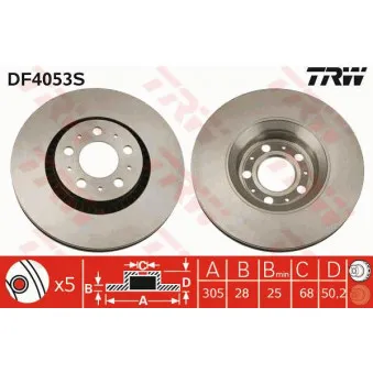 TRW DF4053S - Jeu de 2 disques de frein avant