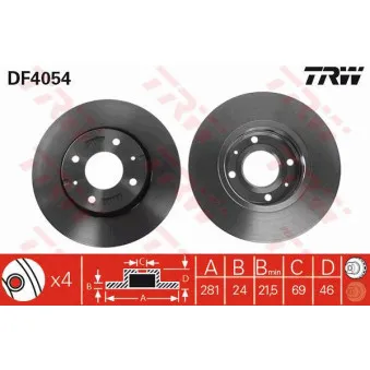 TRW DF4054 - Jeu de 2 disques de frein avant