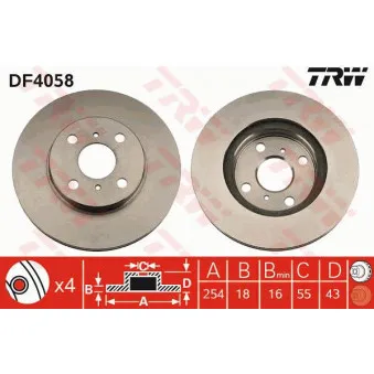 TRW DF4058 - Jeu de 2 disques de frein avant