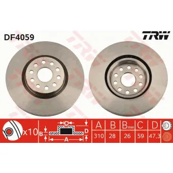 Jeu de 2 disques de frein avant TRW OEM 60-00-0214C